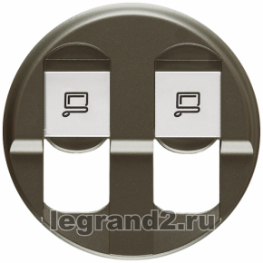Лицевая панель Celiane для двойной информационной розетки RJ-45, графит Лицевая панель Celiane для двойной информационной розетки RJ-45, графит