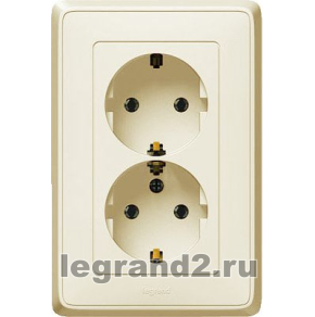 Розетка двойная электрическая немецкий стандарт в сборе Legrand Cariva (слоновая кость) Розетка двойная электрическая немецкий стандарт в сборе Legrand Cariva (слоновая кость)