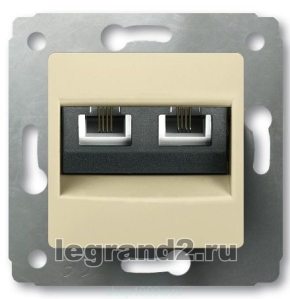 Информационная розетка - Cariva - RJ 11+RJ 45 - категория 6 UTP - слоновая кость Информационная розетка - Cariva - RJ 11+RJ 45 - категория 6 UTP - слоновая кость