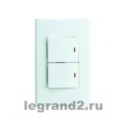 Anam Legrand Zunis Белый Выключатель двухклавишный с подсветкой Anam Legrand Zunis Белый Выключатель двухклавишный с подсветкой