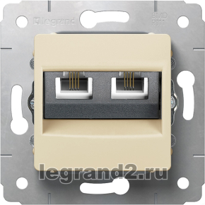 Розетка телефонная RJ11 двойная 4 контакта Legrand Cariva (слоновая кость) Розетка телефонная RJ11 двойная 4 контакта Legrand Cariva (слоновая кость)