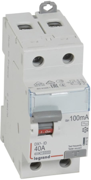 УЗО 2 полюса 100mA 40А 2М (AC) УЗО 2 полюса 100mA 40А 2М (AC)