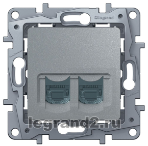 Розетка RJ11+RJ45 кат. 5UTP Legrand Etika (алюминий) Розетка RJ11+RJ45 кат. 5UTP Legrand Etika (алюминий)