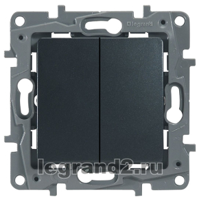 Переключатель двухклавишный на зажимах 10AX Plus Legrand Etika (антрацит) Переключатель двухклавишный на зажимах 10AX Plus Legrand Etika (антрацит)