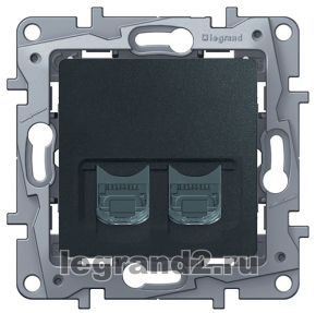 Розетка RJ11+RJ45 кат5UTP Legrand Etika (антрацит) Розетка RJ11+RJ45 кат5UTP Legrand Etika (антрацит)