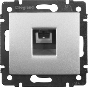 Розетка телефонная RJ-11 4 контакта 1 коннектор Legrand Valena (алюминий) Розетка телефонная RJ-11 4 контакта 1 коннектор Legrand Valena (алюминий)