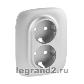 Valena ALLURE.Лицевая панель для двойной силовой розетки 2х2К+З.Алюминий Valena ALLURE.Лицевая панель для двойной силовой розетки 2х2К+З.Алюминий