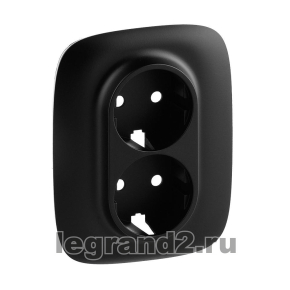 Valena ALLURE.Лицевая панель для двойной силовой розетки 2х2К+З.Антрацит Valena ALLURE.Лицевая панель для двойной силовой розетки 2х2К+З.Антрацит