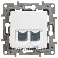 Розетка RJ45 двойная Кат.6 UTP Legrand Etika (белая) Розетка RJ45 двойная Кат.6 UTP Legrand Etika (белая)