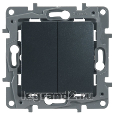 Переключатель двухклавишный на зажимах 10AX Plus Legrand Etika (антрацит) Переключатель двухклавишный на зажимах 10AX Plus Legrand Etika (антрацит)
