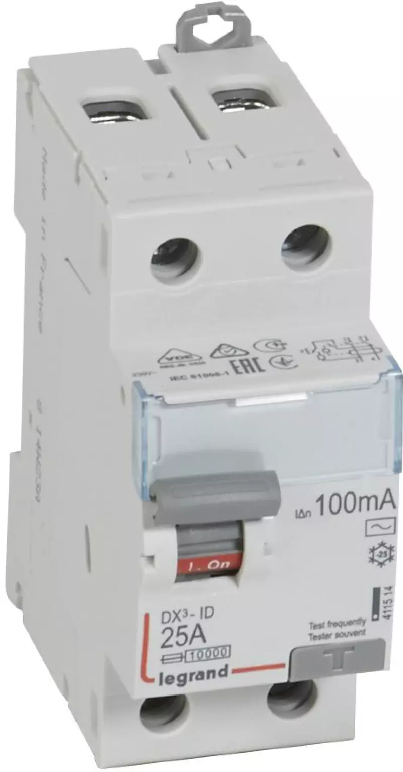 Устройство защитного отключения (УЗО/ВДТ) Legrand DX3 - 1P+N - 25A - AC - 100mA Устройство защитного отключения (УЗО/ВДТ) Legrand DX3 - 1P+N - 25A - AC - 100mA