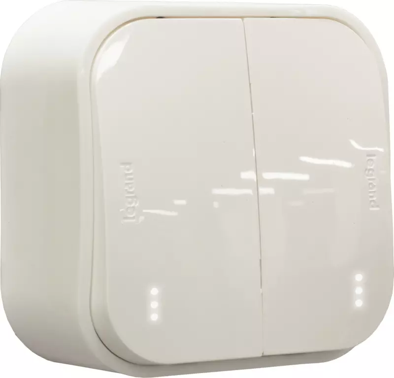 Двухклавишный выключатель Legrand Quteo с подсветкой (Белый) Двухклавишный выключатель Legrand Quteo с подсветкой (Белый)
