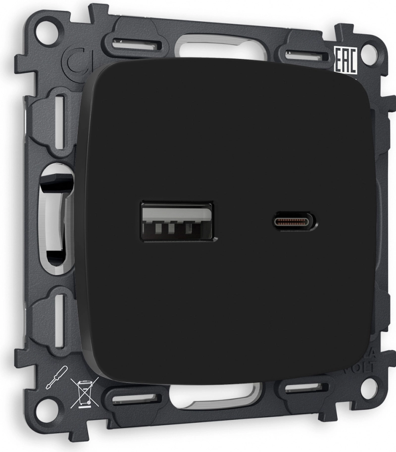Зарядное устройство USB Ambrella Volt, USB A+C 20W 3000mA (Чёрный матовый) Зарядное устройство USB Ambrella Volt, USB A+C 20W 3000mA (Чёрный матовый)