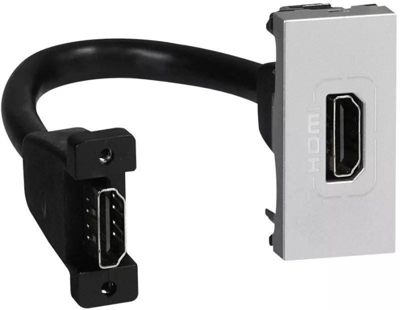Розетка HDMI со шнуром 1М Mosaic алюминий Розетка HDMI со шнуром 1М Mosaic алюминий