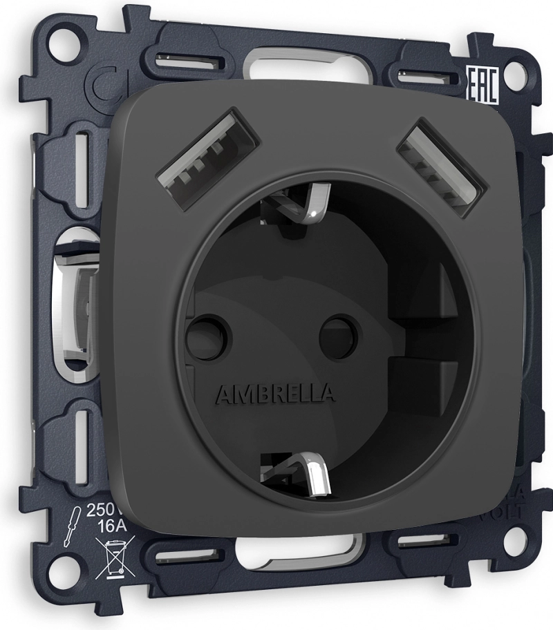 Комплект механизма электрической розетки OMEGA MO909010 Графит мягкое касание 2USB A+A 18W 3000mA (быстрая зарядка) 180-220V/50Hz (5V3A, 9V2A, 12V1.5A) с заземлением со шторками 16A-250V 50Hz 2P+E QUANT (OP9090, VM155) Комплект механизма электрической розетки OMEGA MO909010 Графит мягкое касание 2USB A+A 18W 3000mA (быстрая зарядка) 180-220V/50Hz (5V3A, 9V2A, 12V1.5A) с заземлением со шторками 16A-250V 50Hz 2P+E QUANT (OP9090, VM155)