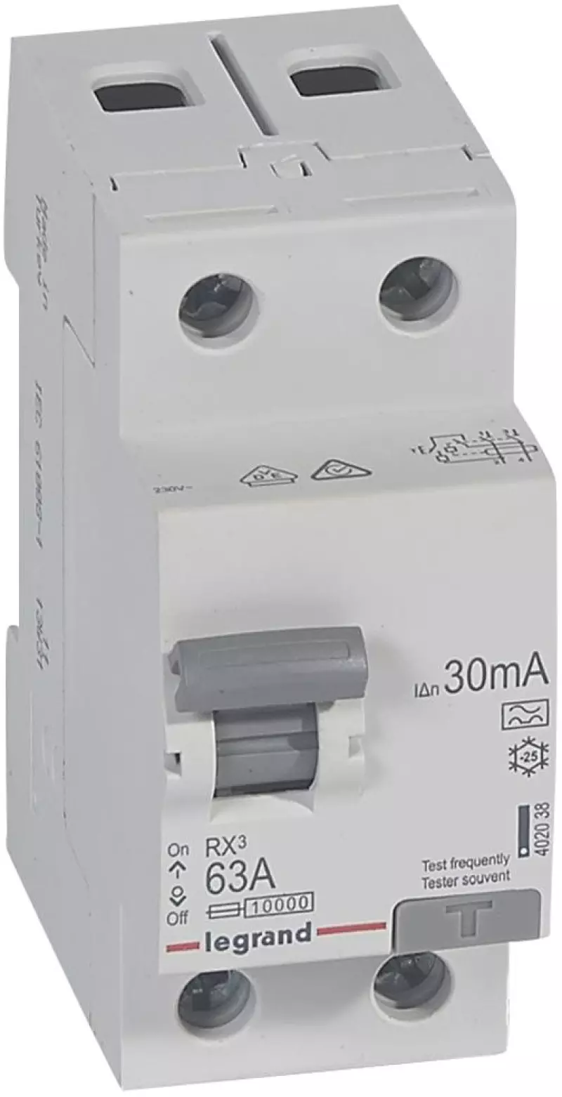 Устройство защитного отключения (УЗО/ВДТ) Legrand RX3 - 1P+N - 63A - A - 30mA Устройство защитного отключения (УЗО/ВДТ) Legrand RX3 - 1P+N - 63A - A - 30mA