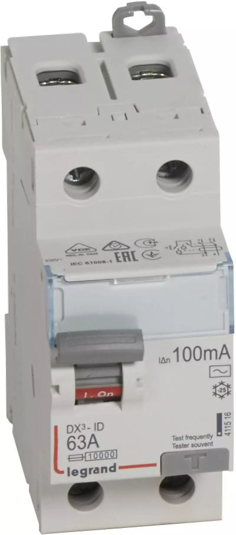 Устройство защитного отключения (УЗО/ВДТ) Legrand DX3 - 1P+N - 63A - AC - 100mA Устройство защитного отключения (УЗО/ВДТ) Legrand DX3 - 1P+N - 63A - AC - 100mA