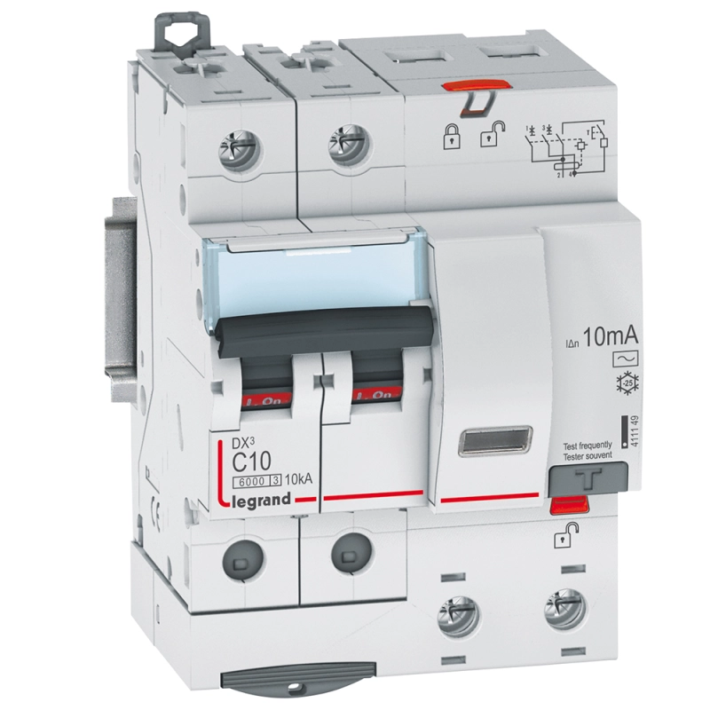 Дифференциальный автомат (АВДТ) Legrand DX3 - 2P - 10A - AC - 10mA - тип C - 6kA Дифференциальный автомат (АВДТ) Legrand DX3 - 2P - 10A - AC - 10mA - тип C - 6kA