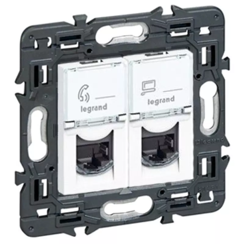 Розетка сдвоенная RJ11+RJ45 Legrand Mosaic (белый) Розетка сдвоенная RJ11+RJ45 Legrand Mosaic (белый)