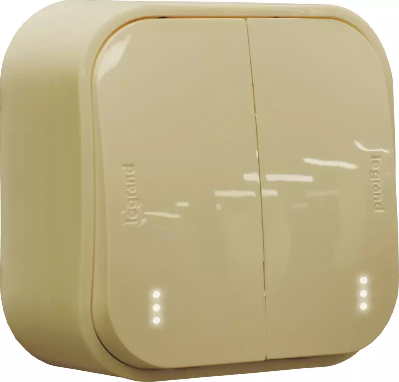 Двухклавишный выключатель Legrand Quteo с подсветкой (Слоновая кость) Двухклавишный выключатель Legrand Quteo с подсветкой (Слоновая кость)