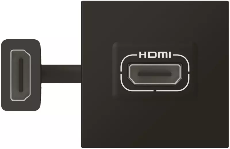 Розетка HDMI - Программа Mosaic - 2 модуля - со шнуром - матовая черная Розетка HDMI - Программа Mosaic - 2 модуля - со шнуром - матовая черная