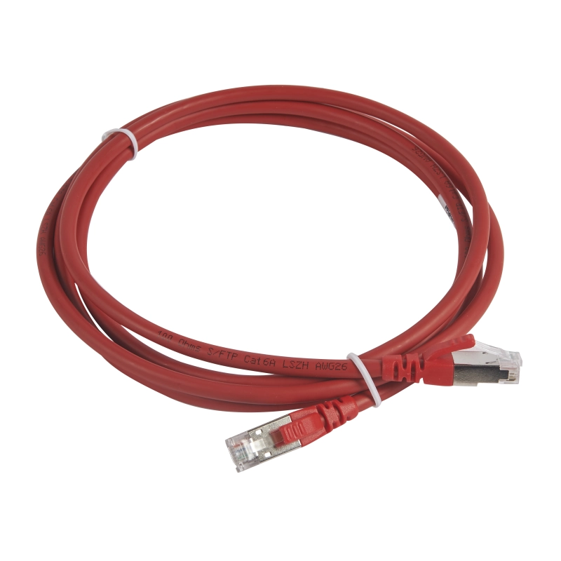 Коммутационный шнур RJ 45 - категория 6а - S/FTP - LSZH - экранированный - 2 м - красный Коммутационный шнур RJ 45 - категория 6а - S/FTP - LSZH - экранированный - 2 м - красный