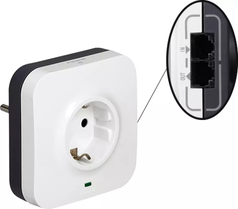 Розеточный блок с УЗИП, c заземлением, двумя разъемами RJ45 Розеточный блок с УЗИП, c заземлением, двумя разъемами RJ45