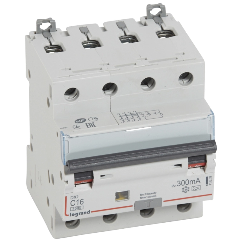 Дифференциальный автомат (АВДТ) Legrand DX3 - 4P - 16A - A - 300mA - тип C - 6kA Дифференциальный автомат (АВДТ) Legrand DX3 - 4P - 16A - A - 300mA - тип C - 6kA