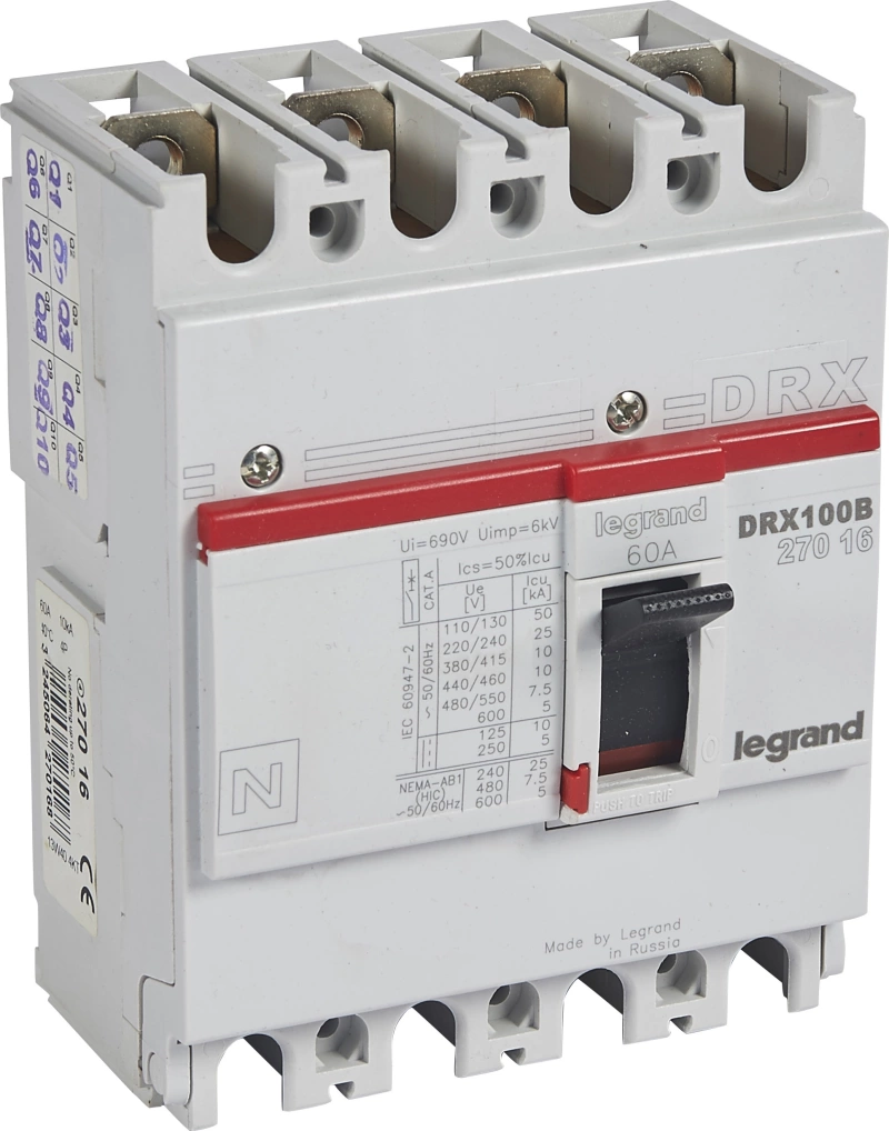 Drx125 фиксированный 60a 4p 10кА Drx125 фиксированный 60a 4p 10кА