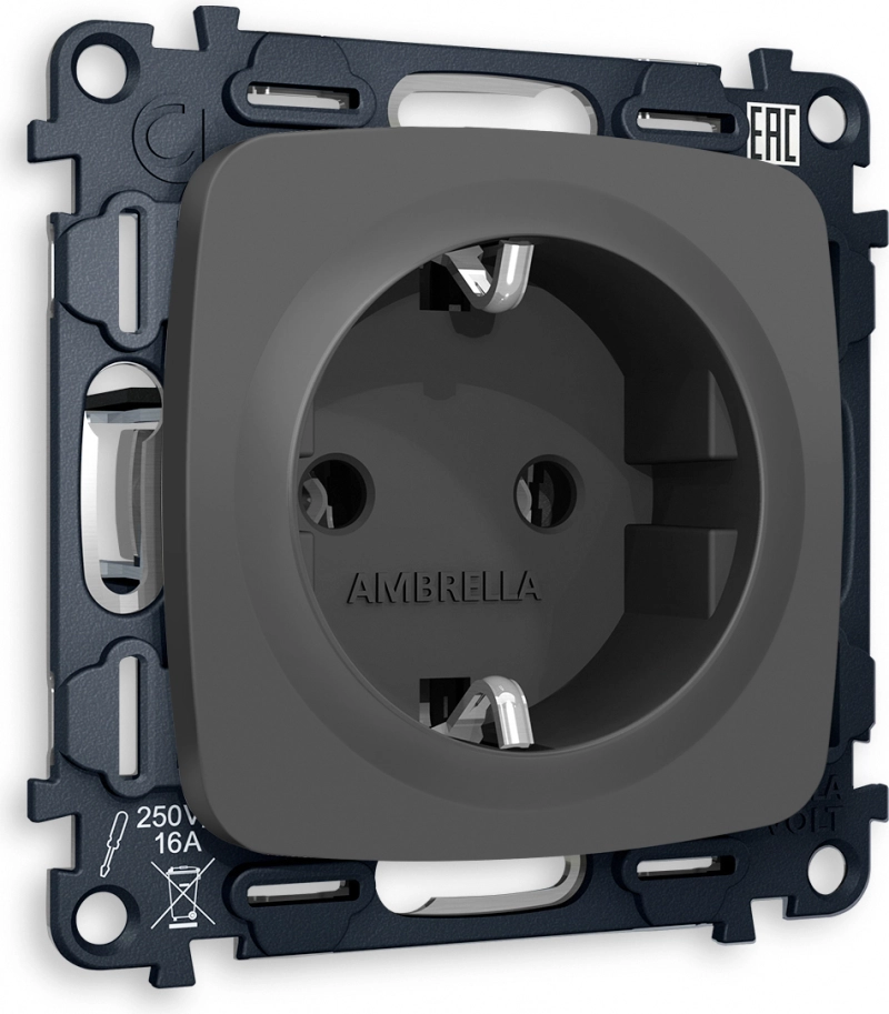 Розетка электрическая Ambrella Volt (Графит soft touch) Розетка электрическая Ambrella Volt (Графит soft touch)