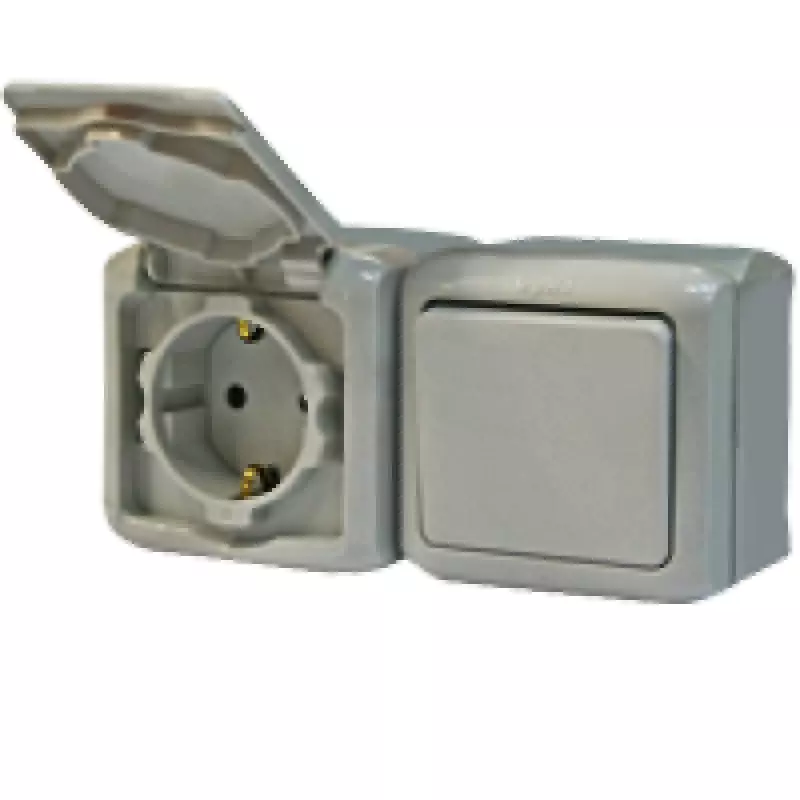 Розетка электрическая Legrand Quteo IP44 (серый) Розетка электрическая Legrand Quteo IP44 (серый)
