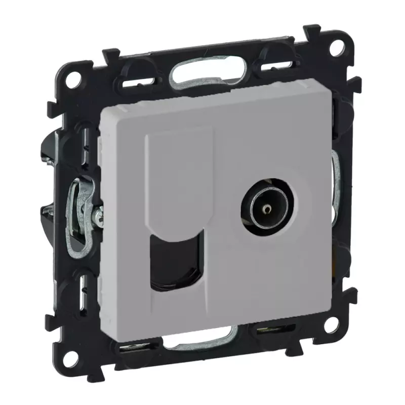 Розетка TV звезда с информационным разъемом RJ45 Valena Life (алюминий) Розетка TV звезда с информационным разъемом RJ45 Valena Life (алюминий)