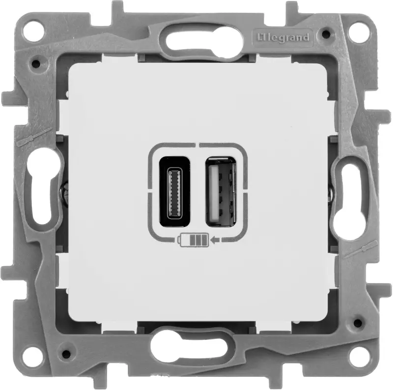 Зарядное устройство с двумя USB-разьемами тип C-тип С 240В/5В 3000мА - Etika - Цвет Белый Зарядное устройство с двумя USB-разьемами тип C-тип С 240В/5В 3000мА - Etika - Цвет Белый