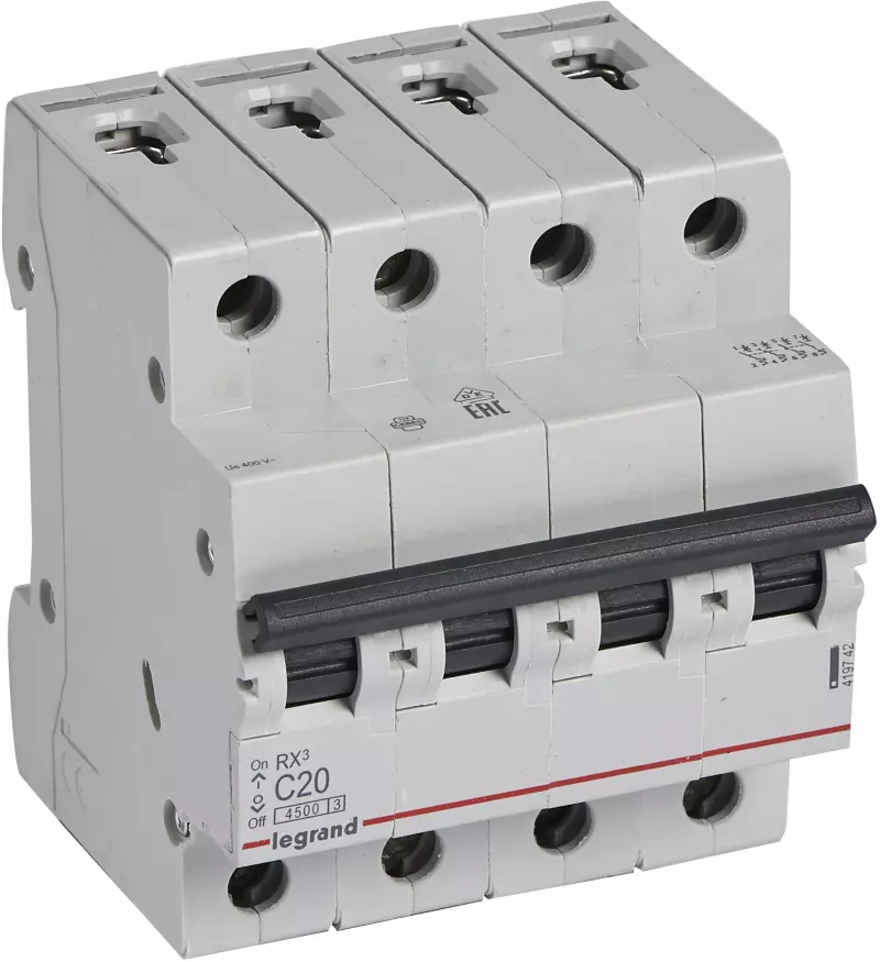 Автоматический выключатель Legrand RX3 - 3P+N - 20A - C - 4.5kA - 4M - 400В Автоматический выключатель Legrand RX3 - 3P+N - 20A - C - 4.5kA - 4M - 400В