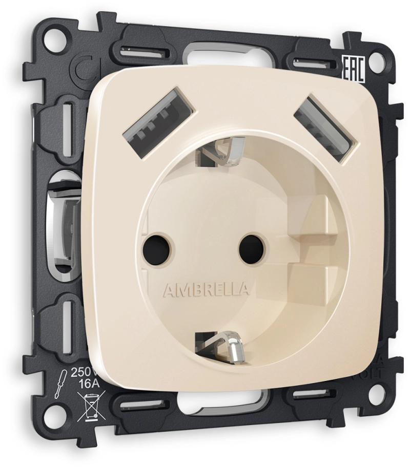 Комплект механизма электрической розетки OMEGA MO309010 Бежевый глянец 2USB A+A 18W 3000mA (быстрая зарядка) 180-220V/50Hz (5V3A, 9V2A, 12V1.5A) с заземлением со шторками 16A-250V 50Hz 2P+E QUANT (OP3090, VM155) Комплект механизма электрической розетки OMEGA MO309010 Бежевый глянец 2USB A+A 18W 3000mA (быстрая зарядка) 180-220V/50Hz (5V3A, 9V2A, 12V1.5A) с заземлением со шторками 16A-250V 50Hz 2P+E QUANT (OP3090, VM155)