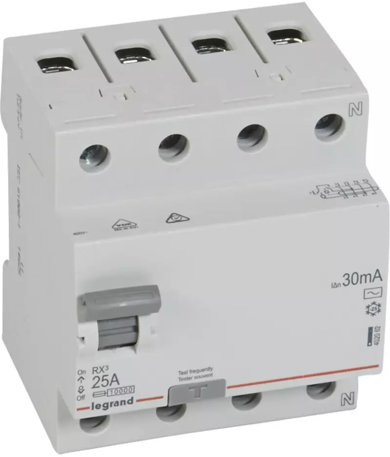 Устройство защитного отключения (УЗО/ВДТ) Legrand RX3 - 4P - 25A - AC - 30mA Устройство защитного отключения (УЗО/ВДТ) Legrand RX3 - 4P - 25A - AC - 30mA
