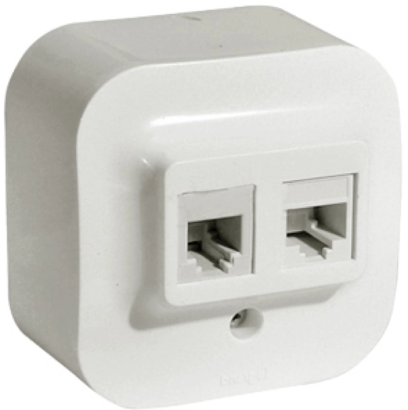 Розетка комбинированная RJ45+RJ11 Legrand Quteo (Белый) Розетка комбинированная RJ45+RJ11 Legrand Quteo (Белый)