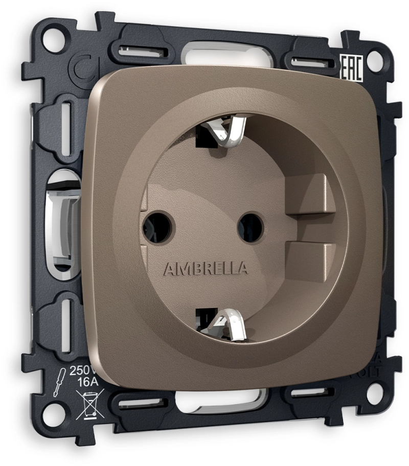 Розетка электрическая Ambrella Volt (Тёмная бронза) Розетка электрическая Ambrella Volt (Тёмная бронза)