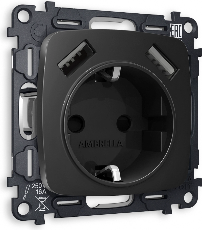 Комплект механизма электрической розетки OMEGA MO809010 Черный матовый 2USB A+A 18W 3000mA (быстрая зарядка) 180-220V/50Hz (5V3A, 9V2A, 12V1.5A) с заземлением со шторками 16A-250V 50Hz 2P+E QUANT (OP8090, VM155) Комплект механизма электрической розетки OMEGA MO809010 Черный матовый 2USB A+A 18W 3000mA (быстрая зарядка) 180-220V/50Hz (5V3A, 9V2A, 12V1.5A) с заземлением со шторками 16A-250V 50Hz 2P+E QUANT (OP8090, VM155)