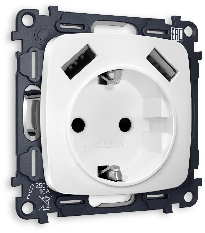 Комплект механизма электрической розетки OMEGA MO129010 Белый матовый 2USB A+A 18W 3000mA (быстрая зарядка) 180-220V/50Hz (5V3A, 9V2A, 12V1.5A) с заземлением на винтовых зажимах 16A-250V 50Hz 2P+E QUANT (OP1290, VM155) Комплект механизма электрической розетки OMEGA MO129010 Белый матовый 2USB A+A 18W 3000mA (быстрая зарядка) 180-220V/50Hz (5V3A, 9V2A, 12V1.5A) с заземлением на винтовых зажимах 16A-250V 50Hz 2P+E QUANT (OP1290, VM155)