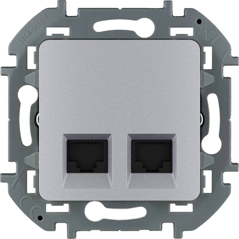 Розетка информационная двойная Legrand Inspiria (алюминий) Розетка информационная двойная Legrand Inspiria (алюминий)
