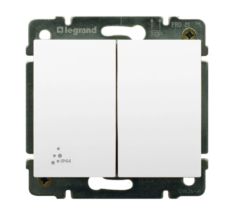 Выключатель двухклавишный IP44 Galea Life (белый) Выключатель двухклавишный IP44 Galea Life (белый)