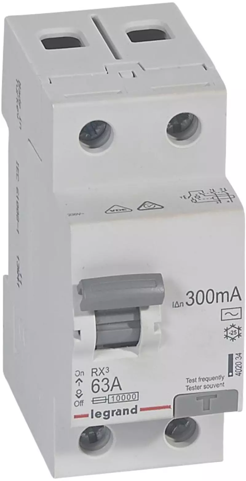 Устройство защитного отключения (УЗО/ВДТ) Legrand RX3 - 1P+N - 63A - AC - 300mA Устройство защитного отключения (УЗО/ВДТ) Legrand RX3 - 1P+N - 63A - AC - 300mA