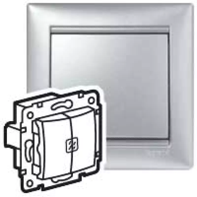 Legrand DIY Valena Алюм Выключатель 2-х клавишный с подсветкой Legrand DIY Valena Алюм Выключатель 2-х клавишный с подсветкой