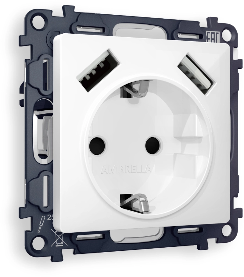     ALFA MA109010   16A-250V 50Hz 2P+E 2USB A+A 18W ( )     QUANT (AP1090, VM155)