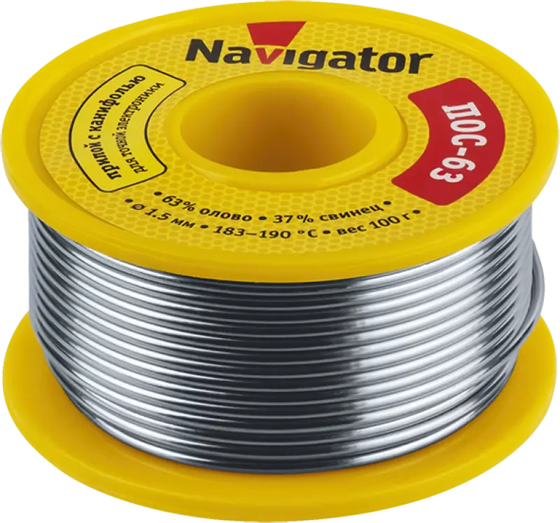 Припой Navigator 93 777 NEM-Pos05-63K-1-K100 (ПОС-63, катушка, 1 мм, 100 гр) Припой Navigator 93 777 NEM-Pos05-63K-1-K100 (ПОС-63, катушка, 1 мм, 100 гр)
