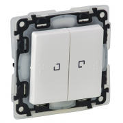 Влагозащищенный двухклавишный переключатель с подсветкой на автозажимах IP44 (Белый)
