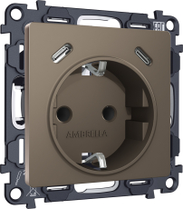 Комплект механизма электрической розетки 2USB С+C 20W (быстрая зарядка) с/з на винтовых зажимах 16A-250V ALFA MA640510 Темная бронза матовый QUANT (AP6405, VM165) Комплект механизма электрической розетки 2USB С+C 20W (быстрая зарядка) с/з на винтовых зажимах 16A-250V ALFA MA640510 Темная бронза матовый QUANT (AP6405, VM165)