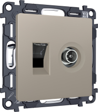 Розетка TV оконечная + компьютерная RJ-45 CAT6 Ambrella ALFA (Серо-бежевый матовый) Розетка TV оконечная + компьютерная RJ-45 CAT6 Ambrella ALFA (Серо-бежевый матовый)