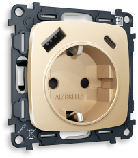 Комплект механизма электрической розетки OMEGA MO610010 Шампань 2USB A+C 20W 3000mA (быстрая зарядка) 180-220V/50Hz (5V3A, 9V2.22A, 12V1.66A) с заземлением со шторками 16A-250V 50Hz 2P+E QUANT (OP6100, VM160) Комплект механизма электрической розетки OMEGA MO610010 Шампань 2USB A+C 20W 3000mA (быстрая зарядка) 180-220V/50Hz (5V3A, 9V2.22A, 12V1.66A) с заземлением со шторками 16A-250V 50Hz 2P+E QUANT (OP6100, VM160)